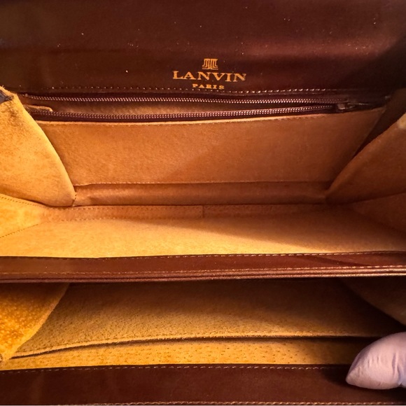 Vintage Lanvin Paris Brown Leather Flap Shoulder Bag | JL Logo | 80s 90s - Picture 10 of 15